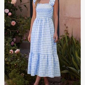 Amazon Blue Checkered Maxi Dress